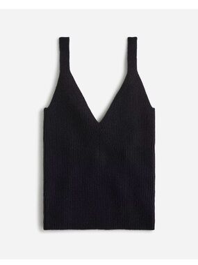 Navy Ribbed Knit V-Neck Tank Top size Medium
